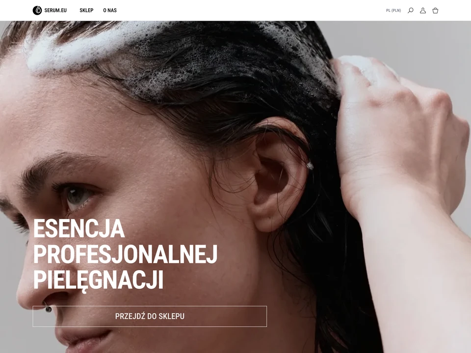 Zrzut ekranu strony głównej sklepu Serum.eu — profesjonalne kosmetyki do włosów